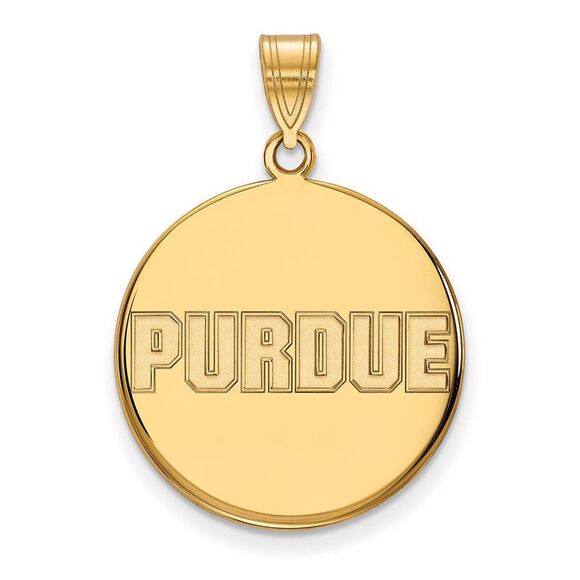 10k Yellow Gold Purdue Large Script Disc Pendant